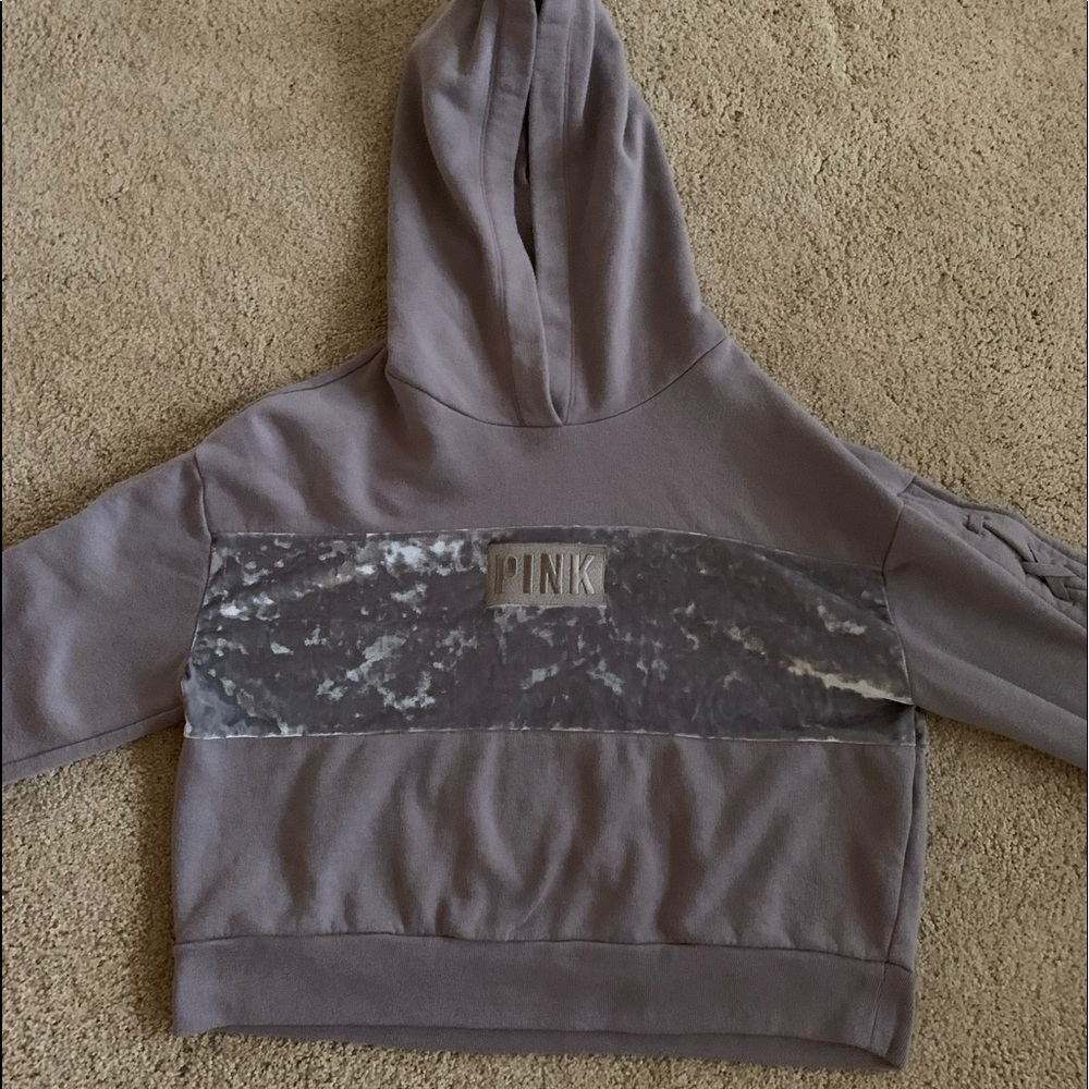 PINK Velvet Crop Hoodie